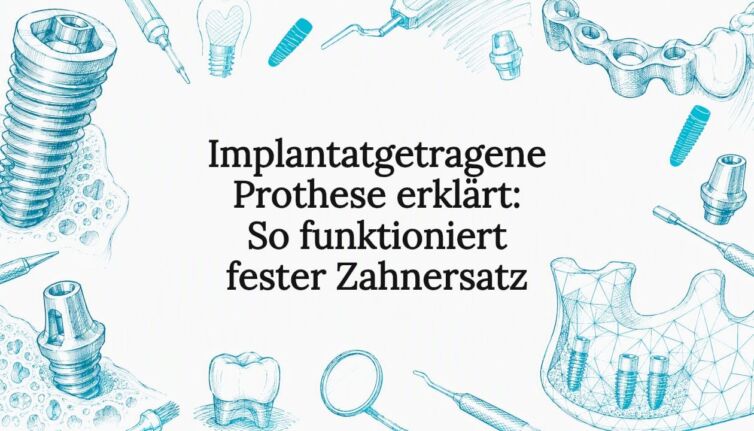 Titelgrafik: Ästhetischer Zahnersatz auf Implantaten – dekorativ gestaltet