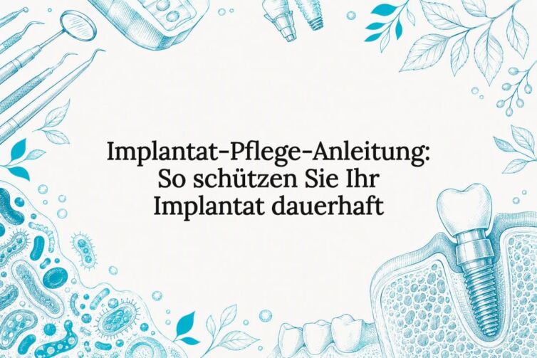 Illustrative Titelkarte zum Thema Pflege von Zahnimplantaten