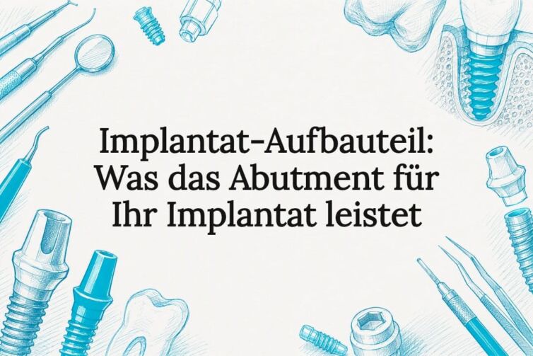Dekorative Titelkarte mit Skizzen von Zahnärztewerkzeugen