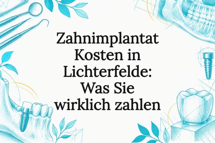 Dekorative Titelkarte zu den Kosten für Zahnimplantate